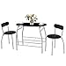 Tangkula 3 Piece Dining Set Modern Metal Frame Glass Top Table and 2 Chairs Set Home Kitchen Bistro Pub Breakfast Furniture, Black and Silver