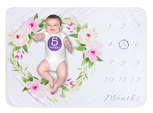 Softan Baby Monthly Milestone Growing Blanket,Newborn Infants Fleece Swaddle Blanket,DIY Photography Background Props Personalized Keepsake,Best Gifts for Baby