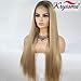 K'ryssma Long Blonde Wig Ombre with Brown Roots Middle Parting Synthetic Wig with Natural Hairline Silk Straight Blond Wig for Women