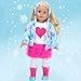 Sophia's Long-Sleeved Heart Tee, Tutu Tulle Skirt, & Sequin-Trimmed Leggings Complete Outfit Set for 18” Dolls, Hot Pink/White