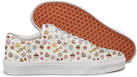 QJSY Womens' Fashion Canvas Sneaker Classic Skate Shoes Sugar Donut Ice Cream Low Cut Canvas Shoes