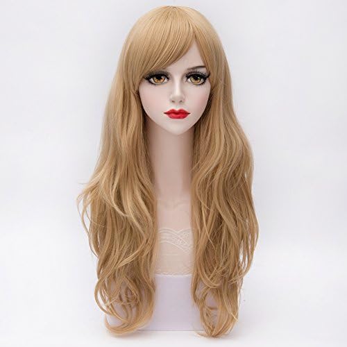 Wigs for Women Flax Gold Wig Synthetic Women's Wigs 26 Inch Long Wavy Wonderful Natural Wig