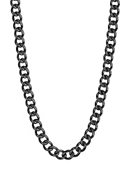 U7 Men Women Curb Chain Necklace Ion Plating Black