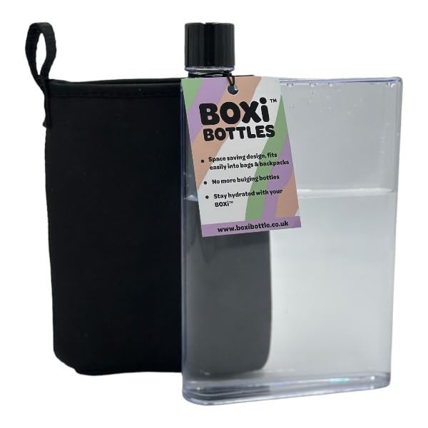 BOXi™ - Flat Water Bottle + FREE Pouch 350ml, Hydrate with a, BPA Free, No Leak, Slim Flat Bottle fits into pockets and bags