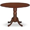 East West Furniture DLT-MAH-TP Dublin Dining Room Table - a Round Solid Wood Table Top with Dropleaf & Pedestal Base, 42x42 Inch, Mahogany