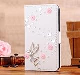 Candymaker Samsung Galaxy S5 I9600 Case Luxury 3d Bling Crystal Rhinestone Wallet Leather Purse Flip Card Pouch Stand Cover Case + Bonus Candymaker Stylus (Silver Angle)