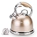 Tea Kettle Best 3 Quart induction Modern Stainless Steel Surgical Whistling Teapot - Pot For Stove Top (Rose)