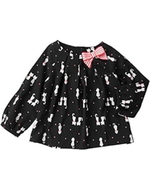 Baby Girls' Black Cat Print Woven Top