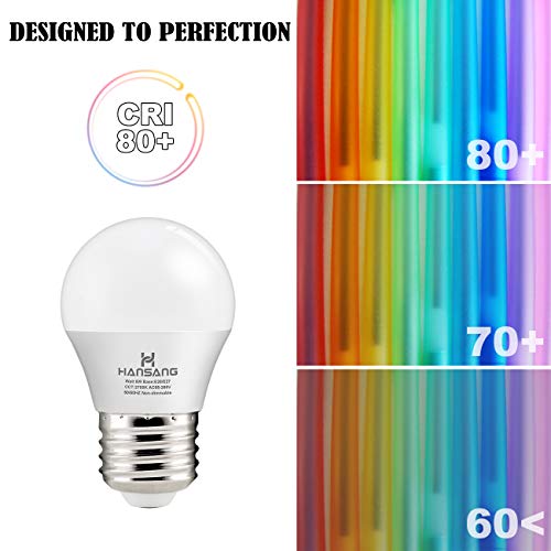 hansang A15 LED E26 Small Light Bulb, Daylight 5000K, 60Watt Equivalent