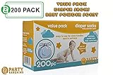 Party Bargains Disposable Diaper Bags with Baby Powder Scent | 100% Biodegradable Easy-Tie Nappy Sacks for Home and Travel | 200 Count