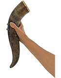 AleHorn Handcrafted 12" Natural Viking Drinking Horn with Stand