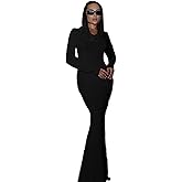 4UFIT Women's Sexy Long Sleeve Hooded Bodycon Party Club Cocktail Maxi Dress