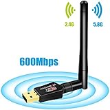 USB Wifi Adapter 600Mbps USBNOVEL Dual Band (2.4G/150Mbps + 5G/433Mbps) Wireless Wifi Dongle , 802.11N/G/B Antenna Network Lan Card For Windows XP/Vista/7/8/8.1/10 (32/64bits) MAC OS X 10.4 - 10.12.2