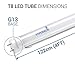 Hyperikon T8 4 Foot LED Bulbs, 48 Watt Replacement (18W), LED Light Tube, 5000K, Single End, Frosted, UL, DLC, 24 Pack
