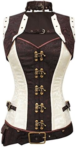 Full Spiral Boned Steampunk Brocade Overbust Corset with Jacket-44