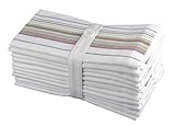 Cotton Craft - 12 Pack Preston Multi Stripe Dinner Napkins 20x20 - 100% Cotton Twill Fabric - Expertly Tailored - 38% larger than standard size napkins