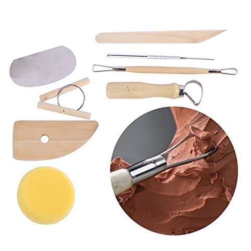 Leegoal (TM) Full Function Wood and Stainless Steal 8 Piece Pottery and Clay Modelling Tool Sculpture Set - Thumbnail 7