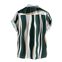 ZHUER Vintage Shirts for Men Striped Short Sleeve