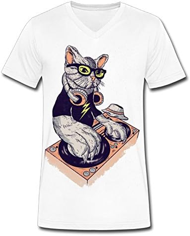 Dj Cat V-neck Men Sport T-shirts Men's Fashion