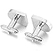 MOWOM Silver Tone Blue 2PCS Rhodium Plated Cufflinks World Map Shirt Wedding Business