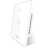Matter Smart Light Switch, WiFi Touch Wall Switch, Neutral Required, White | Single-pole Matter switch for Apple Home, Alexa, Google Home &amp; SmartThings; 2.4G WiFi, glass touch, timers, neutral required