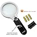 Large 4 LED Handheld Magnifying Glass with Light, Nydotd 4X 30X Lens Portable Illuminated Magnifier for Reading, Macular Degeneration, Repair, Hobby & Crafts, 4.8 Inches (White & Black)