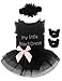 Newborn Bodysuit Baby Girls My Little Black Dress Ruffle Sleeveless Tulle Skirt (3-6 Months)