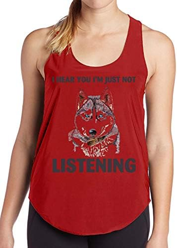 I Hear You I'm Just Not Listening Siberian Husky Dog Birthday Gift Funny Women's Tank - top tee