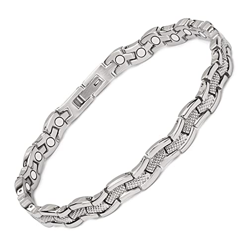 MagVIVACE Pure Titanium Anklet for Women Men for Arthritis and Joints,  Natural Magnetic Therapy Ankle Bracelet, 3500 Gauss Magnet, with Removable  Link