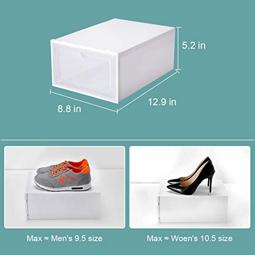 Stackable Shoe Storage Boxes, Foldable Clear Plastic Shoe Box Shoes