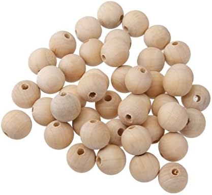 Visork Craft Wooden Beads Natural Round Unvarnished Beads Loose Wood Spacer Beads for DIY Jewelry Making 50 Pieces