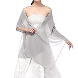 Soffte Cloud Sheer Chiffon Women Evening Shawls and Wraps for Dresses Sliver Grey
