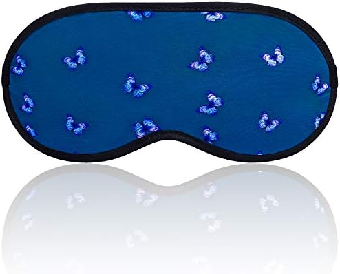 Sleeping Mask Butterfly Adjustable Blindfold - Eye Mask Cotton Eyeshade for Men Women and Kids - Comfortable Natural Eye Cover - Travel Nap Shift Work REM (Blue)