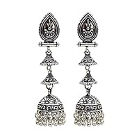 Kofun Earrings, Ethnic Earrings Thailand India Long Drop Pendant Jewelry Dangle Bells Tassel Women Antique Luxury Vintage Charms Party Performance Cosplay Silver