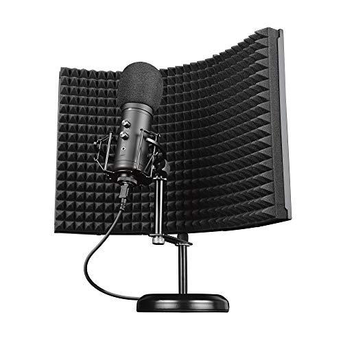 Trust Gaming Microphone Avec Bouclier D'Isolation Gxt 259 Rudox - Micro Avec Écran Acoustique En Mousse Absorbante, Équipement De Studio Professionnel Pour Chant, PC, Podcast, Streaming, Youtube