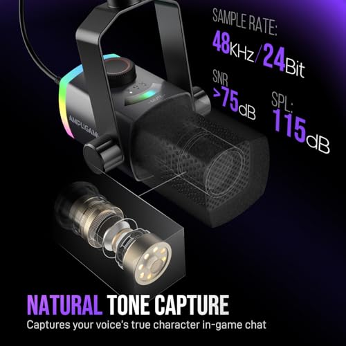 FIFINE AM8 Upgradation Gaming Microphone with RGB Boom Arm for Streaming, Podcast, XLR/USB Dynamic Mic with Mix Control, Tap-to-Mute for PC/Computer/Laptop/Mac/Audio Mixer Recording - AM8PROT