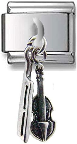 Violin and Bow Silver Italian Charm