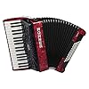 Hohner Bravo III 72 SilentKey Akkordeon (schönes Akkorden mit 34 Piano-Tasten, 4 Standardbass Chöre, 72 Standardbässe, inkl. Trageriemen und Gigbag) Rot