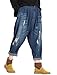 Mordenmiss Women's New Casual Wide Leg Pants Side Pockets Denim Haren Pants Large Style 1-Blue