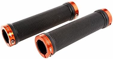 Aerozine XG1.0 Mountain MTB BMX Bicycle Bike Cycling Lock-On Handlebar Grips (Black w/orange rings)