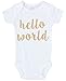 LilPinkGoose Newborn Baby Girl Coming Home Outfit Hello World Bodysuits 3pcs (Newborn)