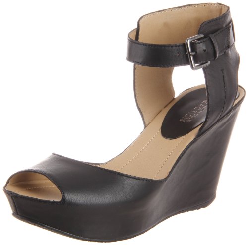 Kenneth Cole REACTION Women’s Sole My Heart Wedge Sandal,Black Leather,7 M US, Shoes Direct