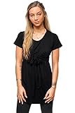 sofsy Soft-Touch Rayon Blend Tie Front Nursing Maternity Fashion Top (Large, Black)