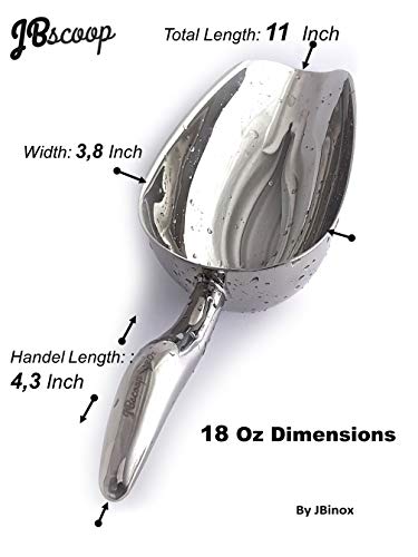 Stainless Steel Large Scoop 18 Oz, 11 Inch For Ice Bucket, Food Dog, Popcorn Party Wedding, Heavy Duty Dishwasher Safe