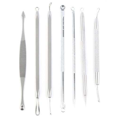 Alicenter(TM) Acne Comedone Blackhead Blemish Pimple Extractor Remover Tool Kit Set 7Pcs J