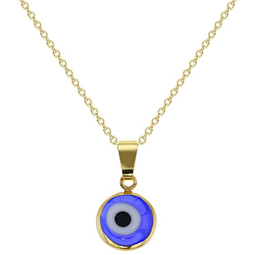 18k Gold Plated Protection Blue Evil Eye Pendant Necklace Amulet Ladies 19