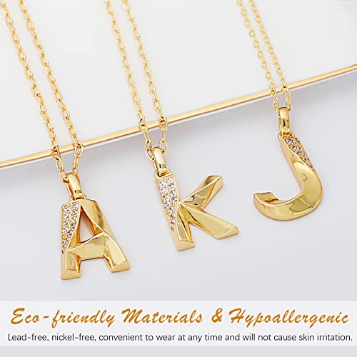 DISIMIE Gold Initial Necklaces for Women Ladies - 18K Gold Plated Dainty Name Letter Necklace for Teen Girls, Adjustable Long Personalized Fashion Gold Pendant Aesthetic Necklace with Initials A-Z
