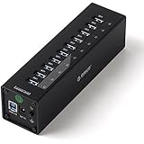 ORICO USB 3.0 10-Port Aluminium Hub with 12V/3A UK Power Adapter & USB 3.0 Data Cable for Windows and Mac [3 x VIA VL812 Chipset] - Black