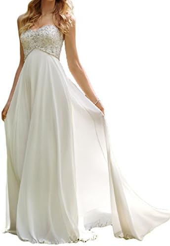 Favors Dress Women's Sweetheart Beach Wedding Dress Bead Bridal Gown Empire HS26