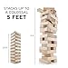 Sunny & Fun Giant Toppling Tower - 60 Jumbo Wooden Blocks Stacks to 5+ Feet - Oversized Indoor & Outdoor Stacking Game for Adults & Kids w/ 2-in-1 Storage & Table Crate - for Party Yard Lawn Backyard